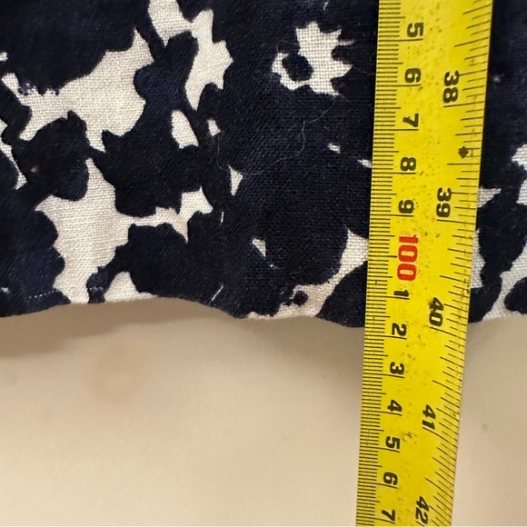 MaxMara Floral Print Dress-Size 12 Blue White Shirt Linen Lined Authentic - Picture 9 of 9